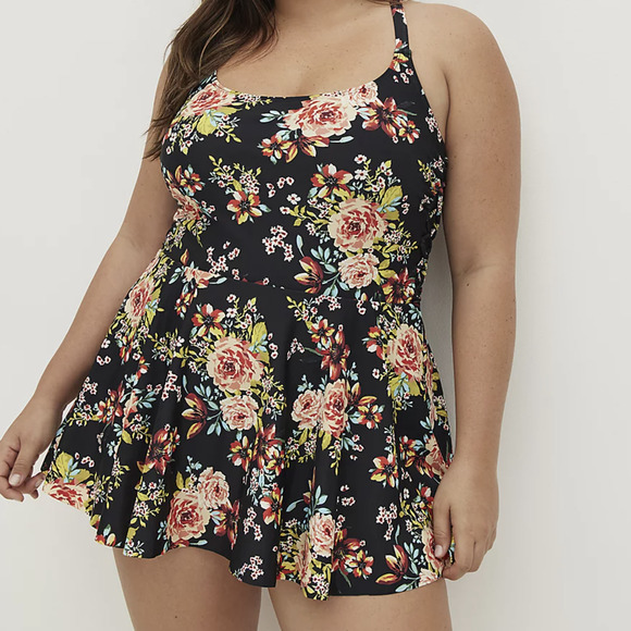 torrid Other - Torrid Peplum Swim Dress - Floral Halter Swimsuit One Piece Plus Size 3X